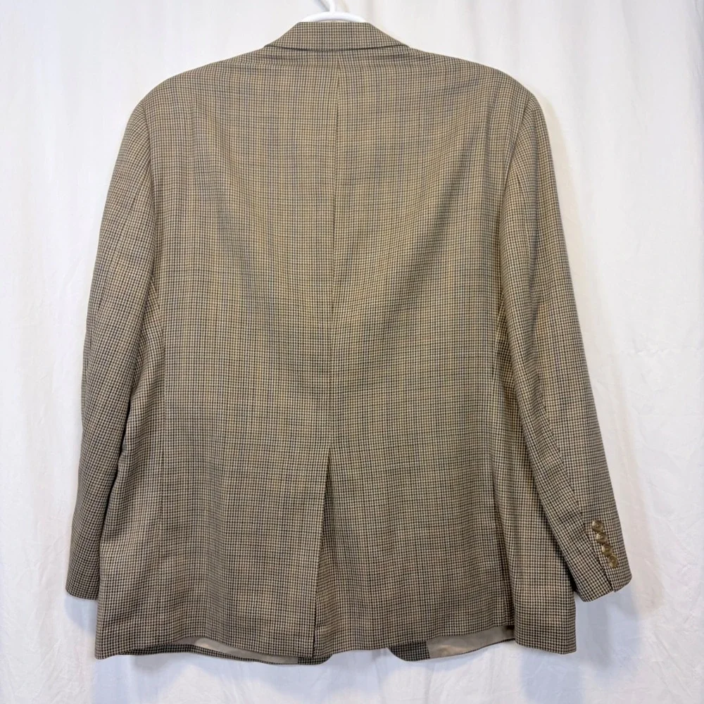 Lauren Ralph‎ Lauren Blazer Mens 48R Brown Excellent Wool Houndstooth Two Button